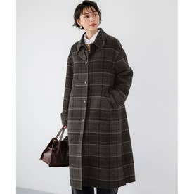 MANTECOPureリバーチェック ステンカラー ロングコート （チェックブラウン系）
