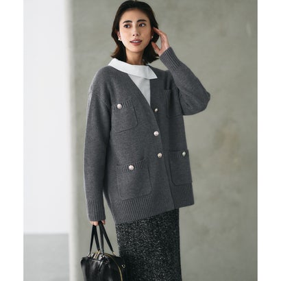 23区（大きいサイズ） 【見上愛さん着用/WEB&一部店舗限定カラーあり】カシミヤブレンド ジャケットライク カーディガン （[WEB&一部店舗限定]レッド系）｜詳細画像