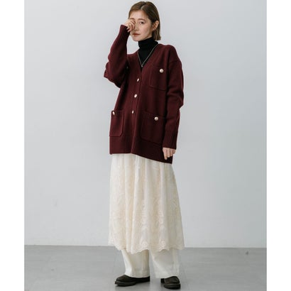 23区（大きいサイズ） 【見上愛さん着用/WEB&一部店舗限定カラーあり】カシミヤブレンド ジャケットライク カーディガン （[WEB&一部店舗限定]レッド系）｜詳細画像