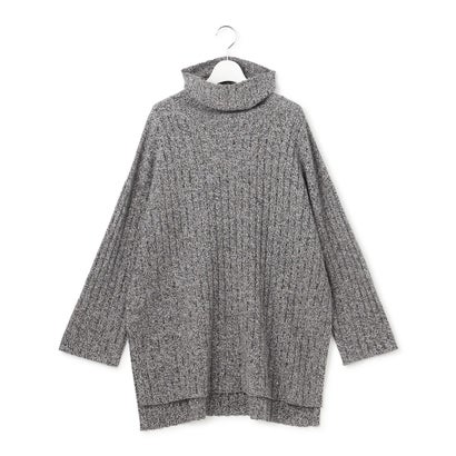 23区（大きいサイズ） 【SLOW/一部店舗限定】ウールベーシック ワイドリブ タートルネック ニット （ブラウン系）｜詳細画像