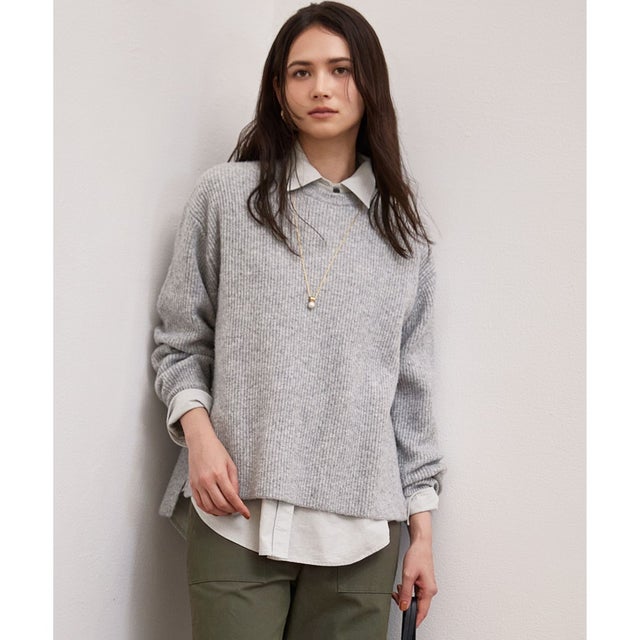 【SLOW/一部店舗限定】メランジニット プルオーバー （ライトグレー系）