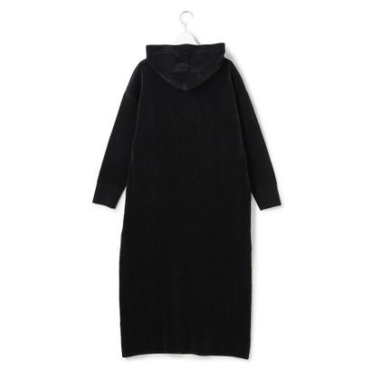 【SLOW/一部店舗限定】ベロアライク ニット フーデット ワンピース （ブラック系）｜詳細画像