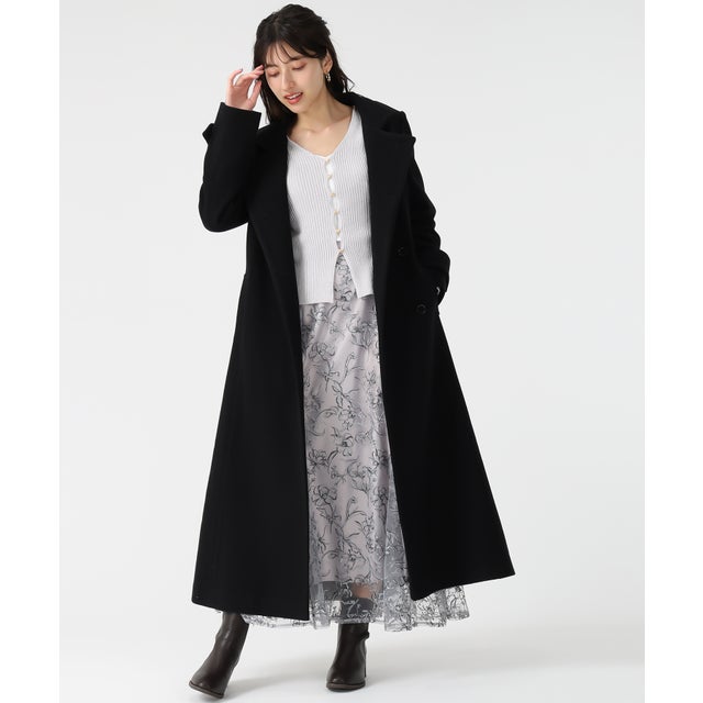 2025秋冬新作 スタンドカラーロングコート TT548605 （BLACK）