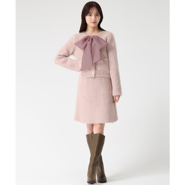 2025秋冬新作 シャギーカーデ×ミニスカセットアップ TT547411 （PINK）