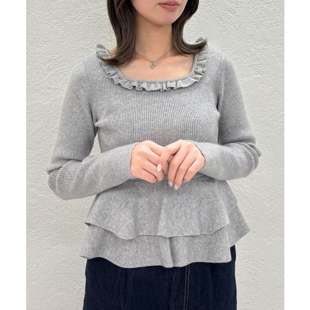 2025秋冬新作 ペプラムボリューム袖ニット TT548317 （GREY）