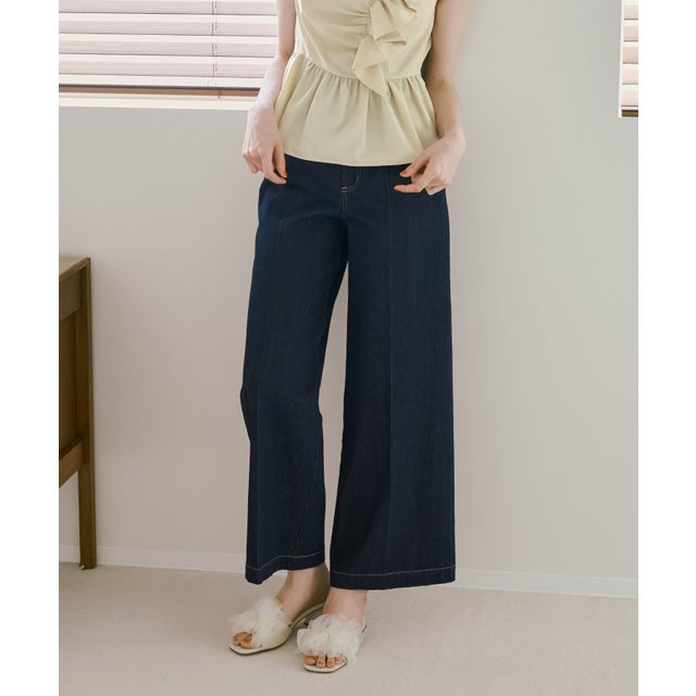 2026秋冬新作 レースアップデニムワイドパンツ TT637302 （NAVY）