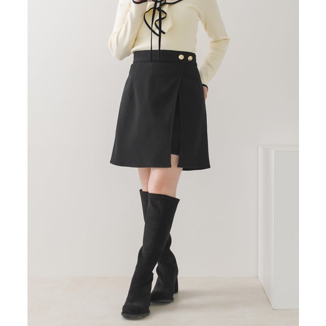 2026秋冬新作 ウールライクアシメミニスカート TT637211 （BLACK）