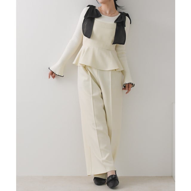 2026秋冬新作 肩リボンペプラムコンビネゾン TT637410 （OFF-WHITE）