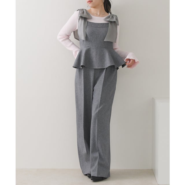 2026秋冬新作 肩リボンペプラムコンビネゾン TT637410 （GREY）