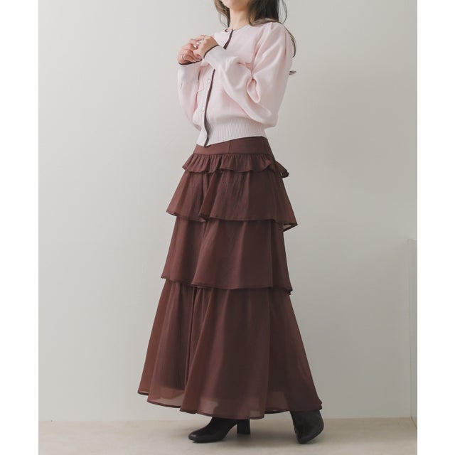 2026秋冬新作 シアーティアードスカート TT637212 （BROWN）