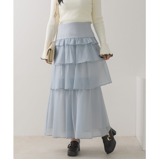 2026秋冬新作 シアーティアードスカート TT637212 （BLUE）