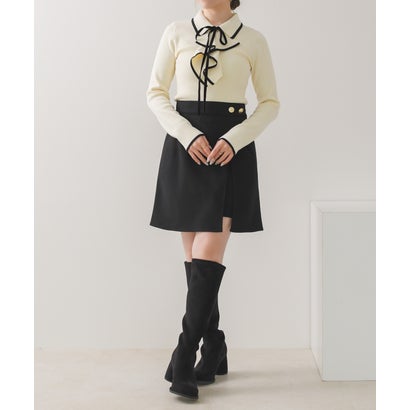 2026秋冬新作 配色ラッフルリボンニット TT648307 （OFF-WHITE）｜詳細画像