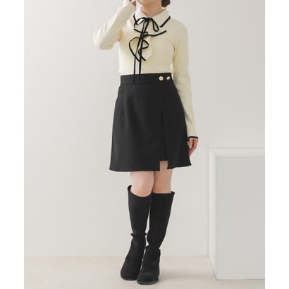 2026秋冬新作 配色ラッフルリボンニット TT648307 （OFF-WHITE）｜詳細画像