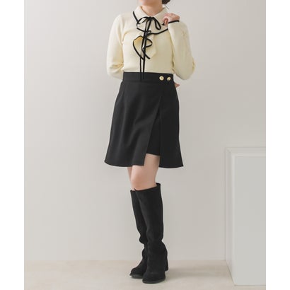 2026秋冬新作 配色ラッフルリボンニット TT648307 （OFF-WHITE）｜詳細画像