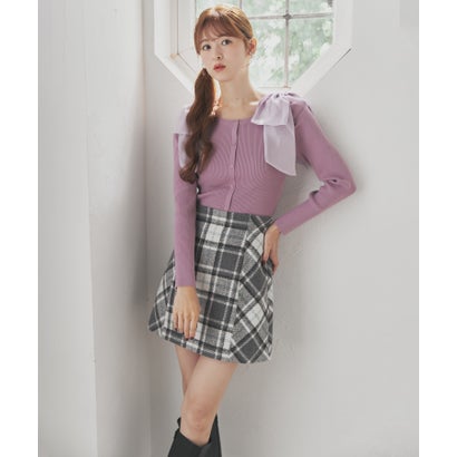 2026秋冬新作 肩リボン前後2wayニット TT648310 （PURPLE）｜詳細画像