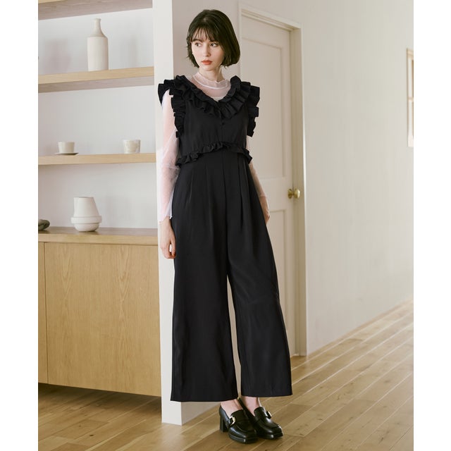 2026秋冬新作 フリルディテールコンビネゾン TT637406 （BLACK）
