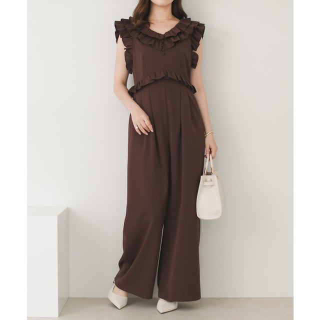 2026秋冬新作 フリルディテールコンビネゾン TT637406 （BROWN）
