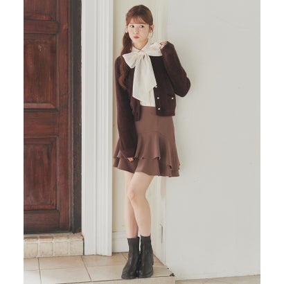 2026秋冬新作 クルーネックシャギーカーディガン TT638405 （BROWN）｜詳細画像