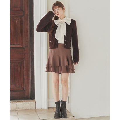 2026秋冬新作 クルーネックシャギーカーディガン TT638405 （BROWN）｜詳細画像