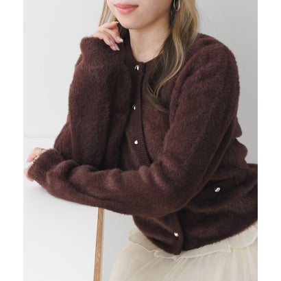 2026秋冬新作 クルーネックシャギーカーディガン TT638405 （BROWN）｜詳細画像