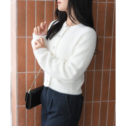 2026秋冬新作 クルーネックシャギーカーディガン TT638405 （WHITE）｜詳細画像