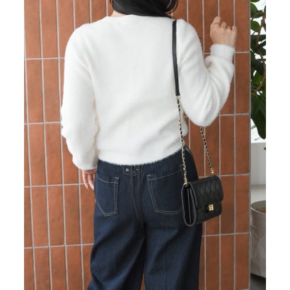 2026秋冬新作 クルーネックシャギーカーディガン TT638405 （WHITE）｜詳細画像