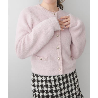 2026秋冬新作 クルーネックシャギーカーディガン TT638405 （PINK）｜詳細画像