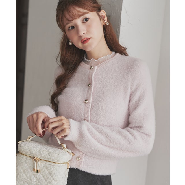 2026秋冬新作 クルーネックシャギーカーディガン TT638405 （PINK）