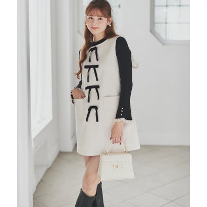トランテアン ソン ドゥ モード 31 Sons de mode 2026秋冬新作 ベロアリボンミニジャンスカ TT637404 （OFF-WHITE）｜詳細画像
