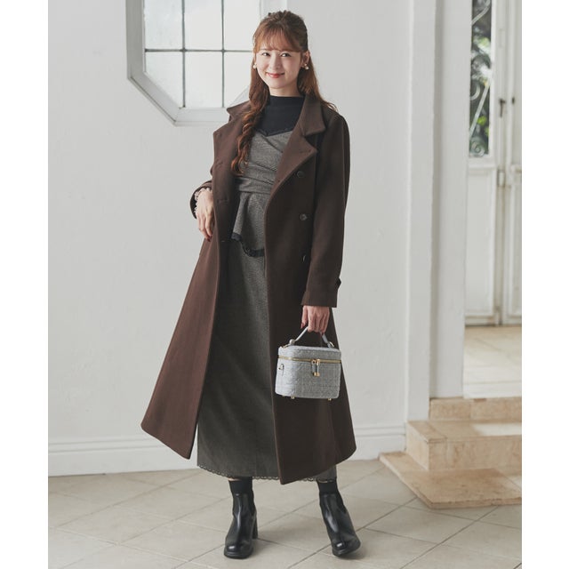 2026秋冬新作 スタンドカラーロングコート TT648606 （BROWN）