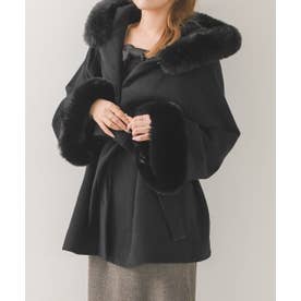 2026秋冬新作 ファーポンチョコート TT648605 （BLACK）