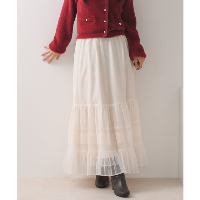 2026秋冬新作 チュールフレアスカート TT647202 （OFF-WHITE）
