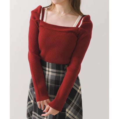 2026秋冬新作 3wayリボンディテールスクエアニット TT648305 （RED）｜詳細画像