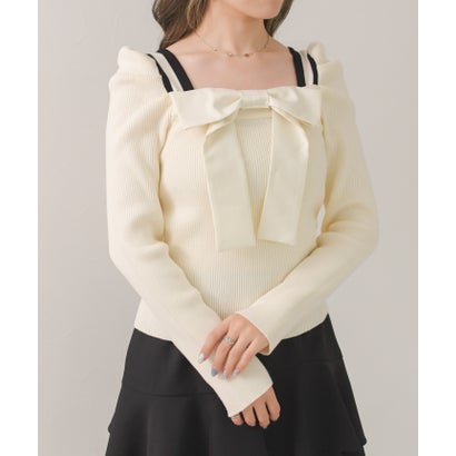 トランテアン ソン ドゥ モード 31 Sons de mode 2026秋冬新作 3wayリボンディテールスクエアニット TT648305 （OFF-WHITE）｜詳細画像