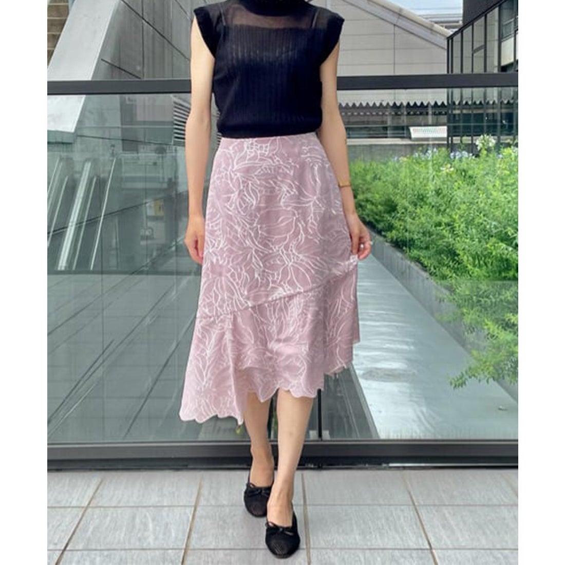 トランテアン ソン ドゥ モード 31 Sons de mode 配色刺繍アシメスカート （ピンク） -ファッション通販 FASHION WALKER