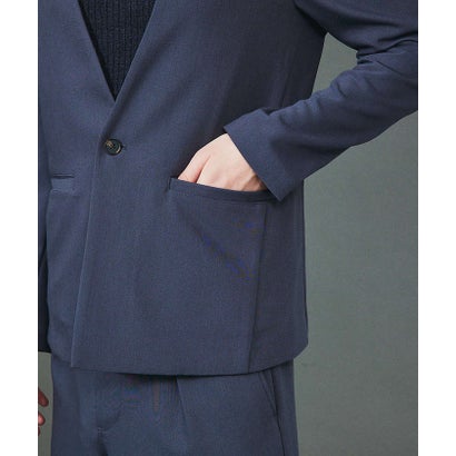 ゴーサンゴーイチプール・オム 5351 POUR LES HOMMES 【セットアップ対応】TRストレッチ ツイル ノーカラー ジャケット （ブルーグレー）｜詳細画像