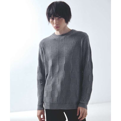 ゴーサンゴーイチプール・オム 5351 POUR LES HOMMES ジオメトリック ニットジャカード ロングスリーブ プルオーバー （ダークグリーン）｜詳細画像