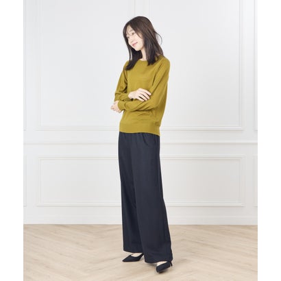 セブンアイディコンセプト 7-IDconcept. 《大きいサイズ》ウールジャージドロストワイドパンツ｜美シルエットと快適さを両立した万能パンツ （オフホワイト1）｜詳細画像