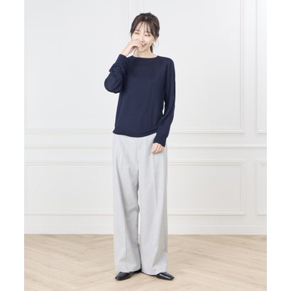 《大きいサイズ》センタープレスワイドパンツ｜美しいシルエットが、いつもの着こなしを格上げ （グレー1）｜詳細画像