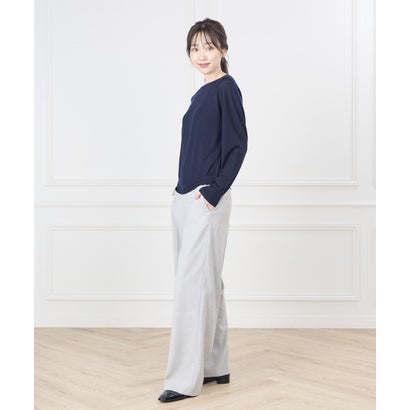 《大きいサイズ》センタープレスワイドパンツ｜美しいシルエットが、いつもの着こなしを格上げ （グレー1）｜詳細画像
