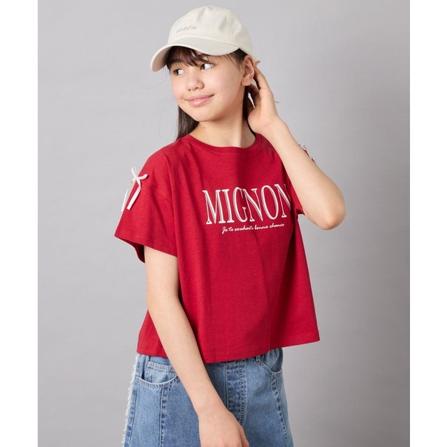 リボンロゴプリントTシャツ （レッド）