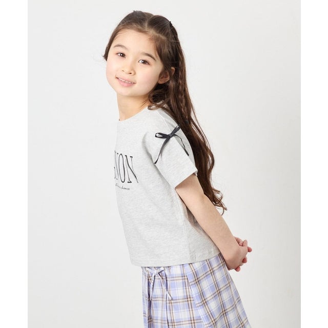 リボンロゴプリントTシャツ （ライトグレー）