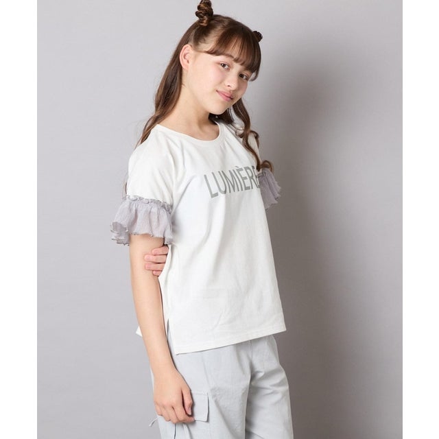 [120－160]【接触冷感/毛玉になりにくい/綿100％】ヨウリュウシアースリーブTシャツ （ホワイト）