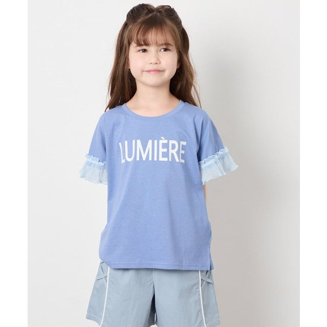 [120－160]【接触冷感/毛玉になりにくい/綿100％】ヨウリュウシアースリーブTシャツ （ブルー）