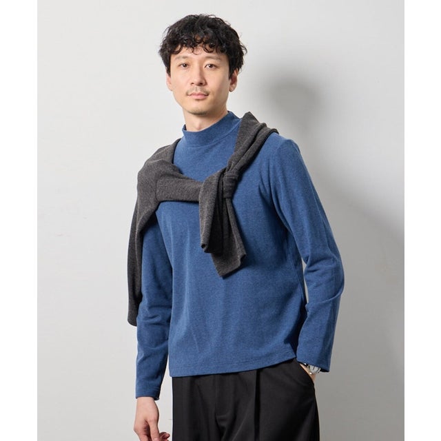 カチオンストレッチモックネックスマートTシャツ （ブルー）