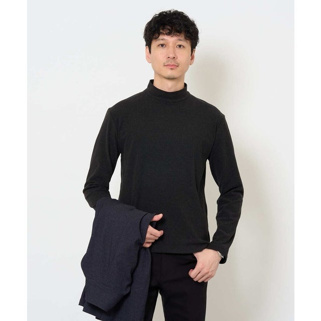 カチオンストレッチモックネックスマートTシャツ （ブラック）
