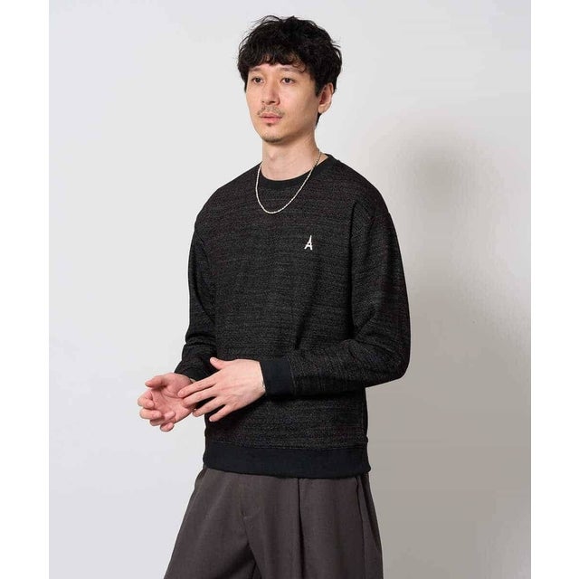 スラブメランジ1ポイントシシュウプルオーバー （ブラック）