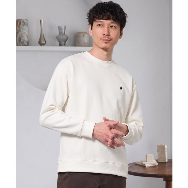 スラブメランジ1ポイントシシュウプルオーバー （ホワイト）