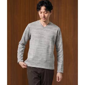スラブメランジVネックスマートTシャツ （グレー）