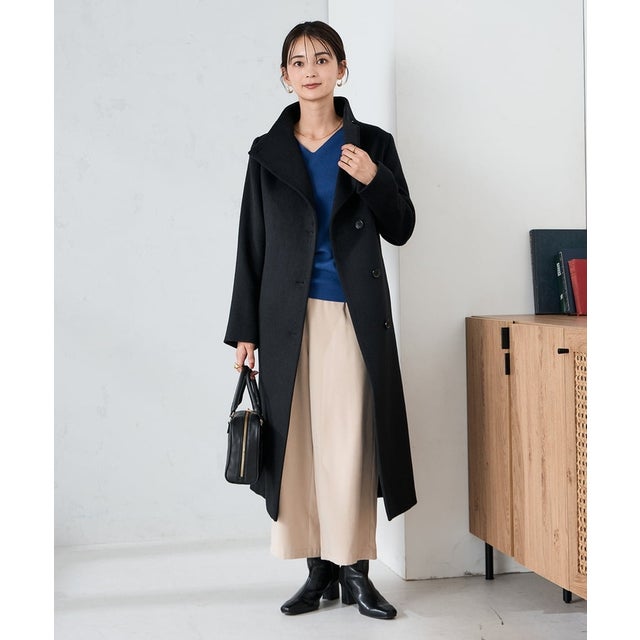 2WAYオリカエシラペルロングコート （ブラック）